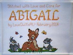 Cross stitch square for Abigail C's quilt