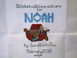 Cross stitch square for Noah 's quilt