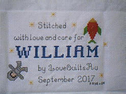 Cross stitch square for William's quilt