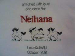 Cross stitch square for Neihana R's quilt