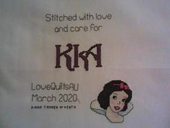 Cross stitch square for Kia K's quilt