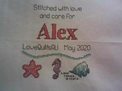 Cross stitch square for Alex S's quilt