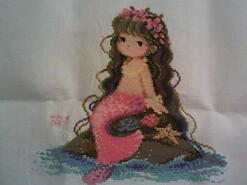 Cross stitch square for Mermaid Stitch-A-Long's quilt