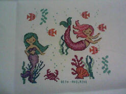 Cross stitch square for Mermaid Stitch-A-Long's quilt