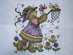 Cross stitch square for (QUILTED) Colour-Purple Theme E01's quilt