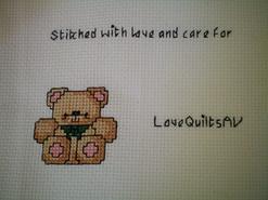 Cross stitch square for (QUILTED) Teddies E01's quilt
