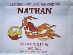 Cross stitch square for Nathan C's quilt