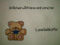 Cross stitch square for Kaylee B's quilt