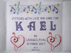 Cross stitch square for Kael M's quilt