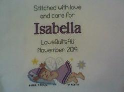 Cross stitch square for Isabella T's quilt