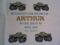 Cross stitch square for Arthur's quilt