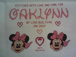 Cross stitch square for Oaklynn's quilt