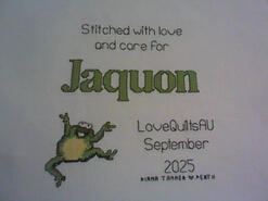 Cross stitch square for Jaquon 's quilt