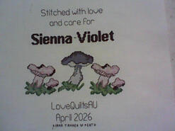 Cross stitch square for Sienna-Violet's quilt