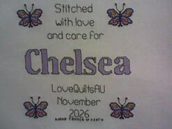 Cross stitch square for Chelsea P's quilt